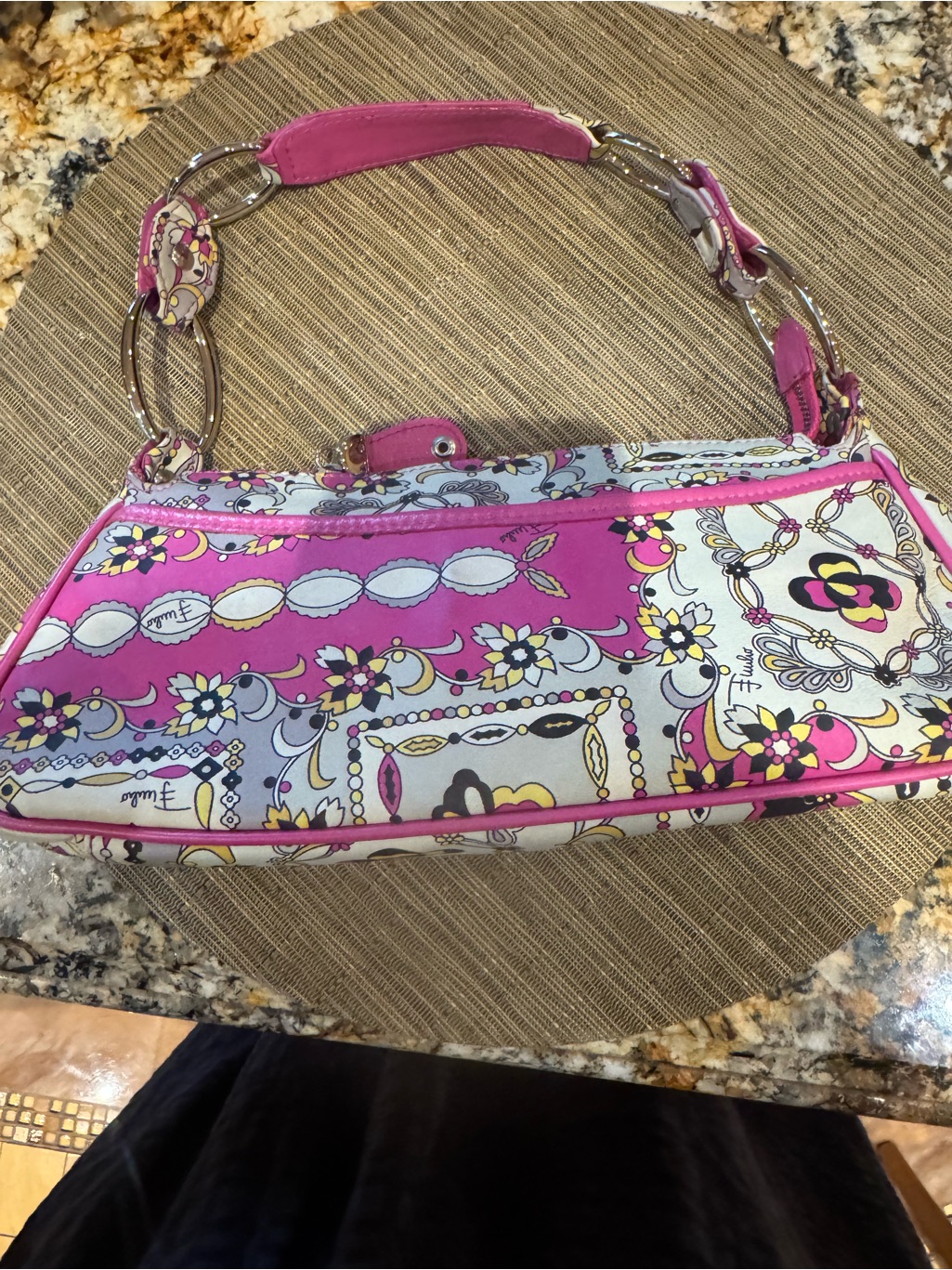 Pink Patterned Shoulder Bag By Emilio Pucci Leather Bag